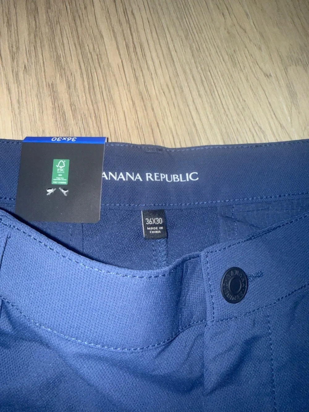NWT Banana Republic Performance Flat Front Dress Pants Blue Stretch 36x30 Men's